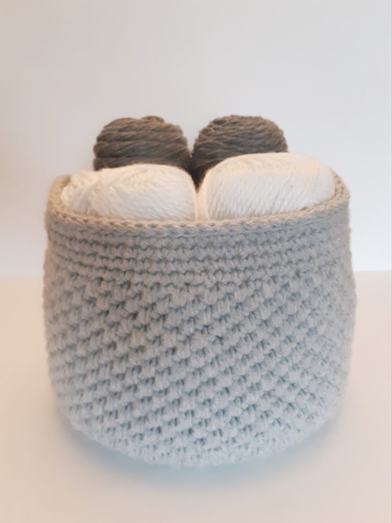 crochet basket with yarn