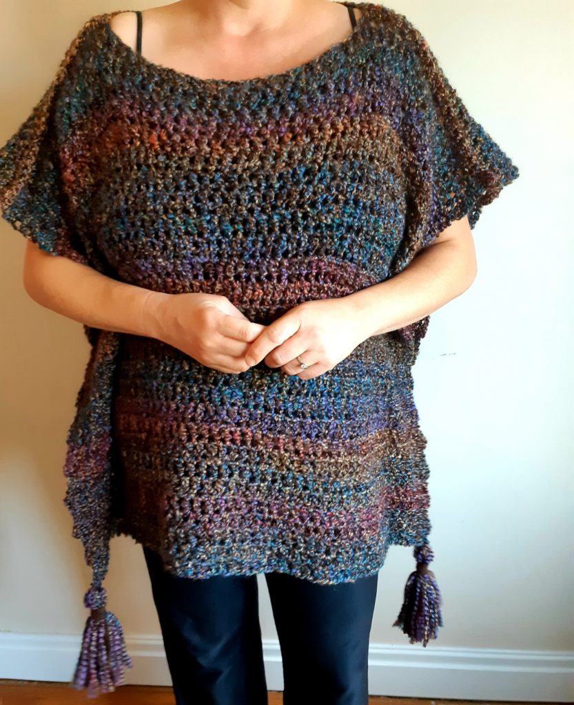 beginner crochet poncho with tassles