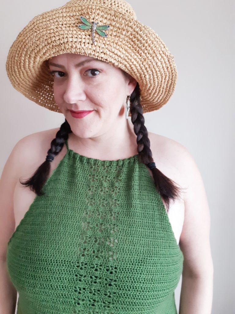 crochet top with eyelets