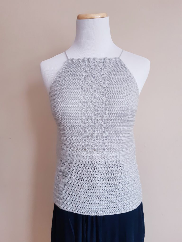 grey version of the crochet top