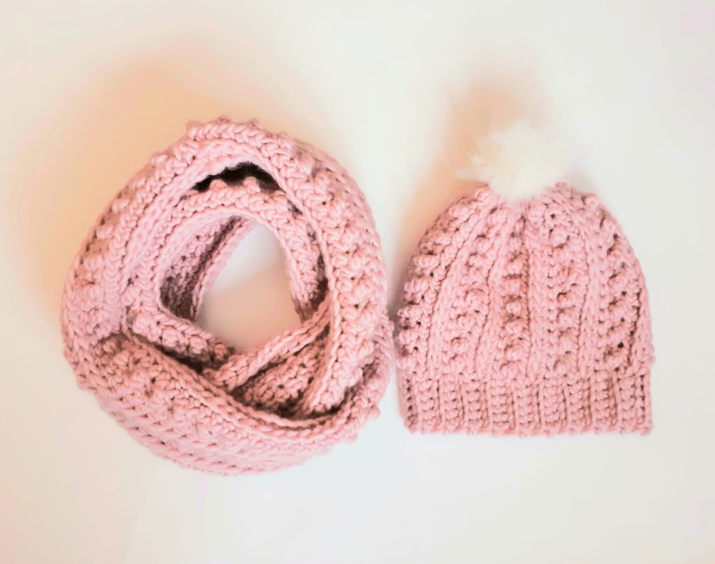 crochet hat and infinity scarf