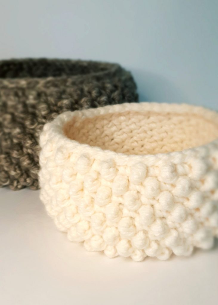 chunky crochet bobble basket closeup