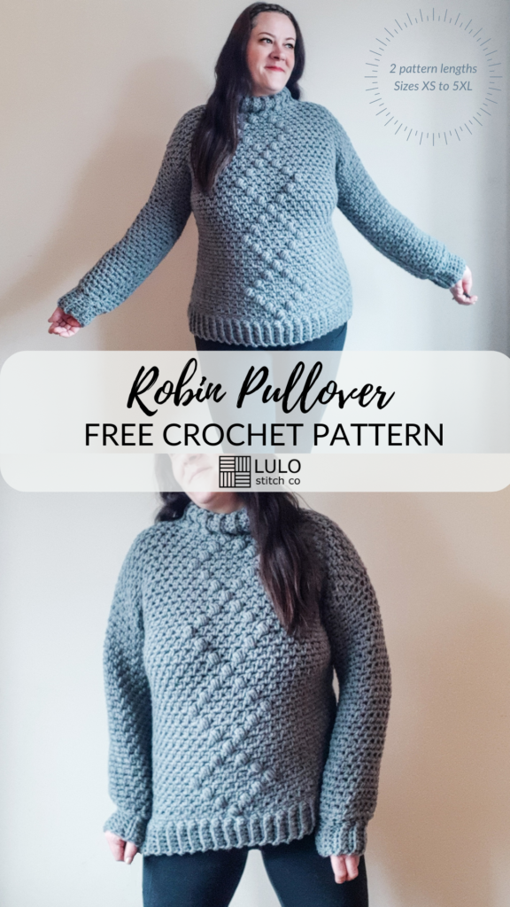 chunky crochet sweater with title