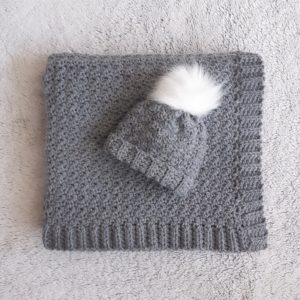 crochet baby blanket & hat set