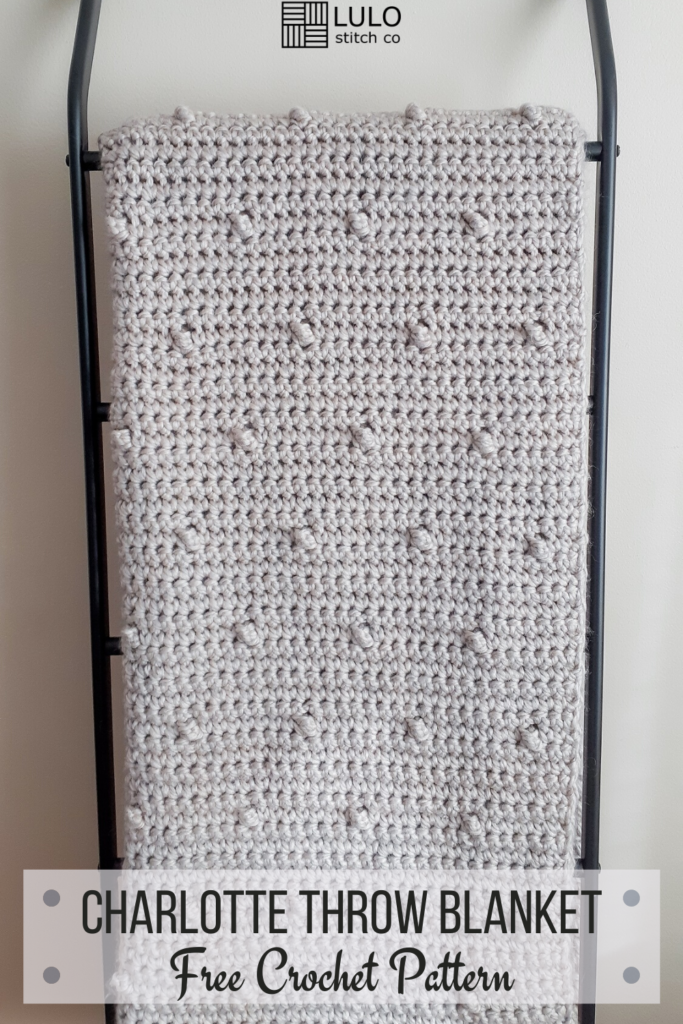 modern crochet throw blanket on a ladder for pinterest