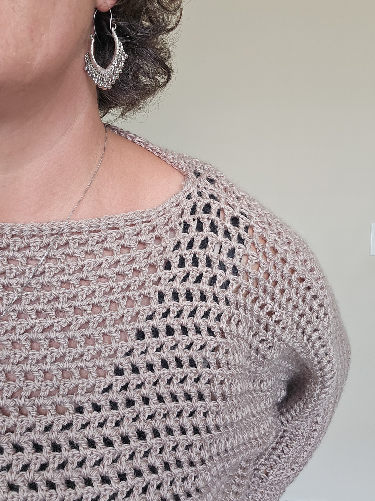 mesh crochet sweater