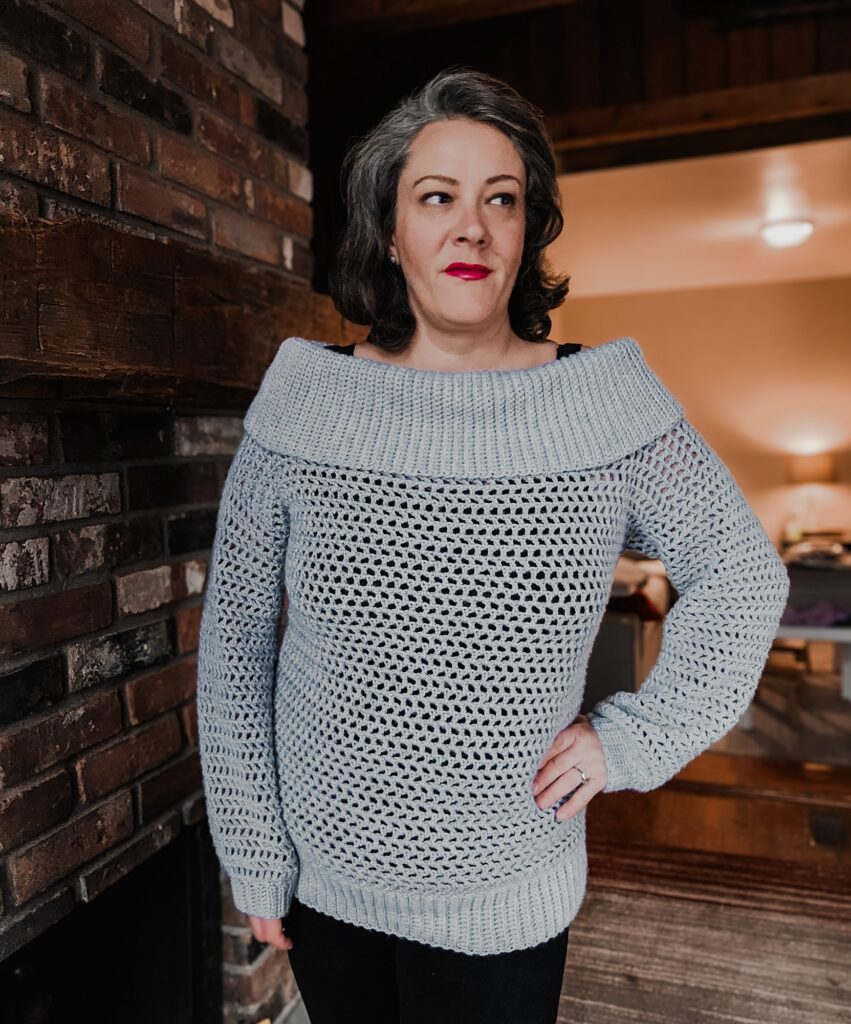 crochet bardot sweater