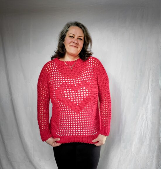 crochet heart sweater