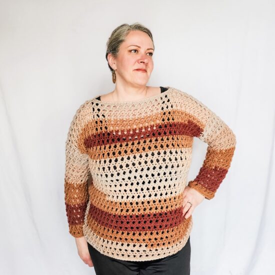 crochet mesh pullover
