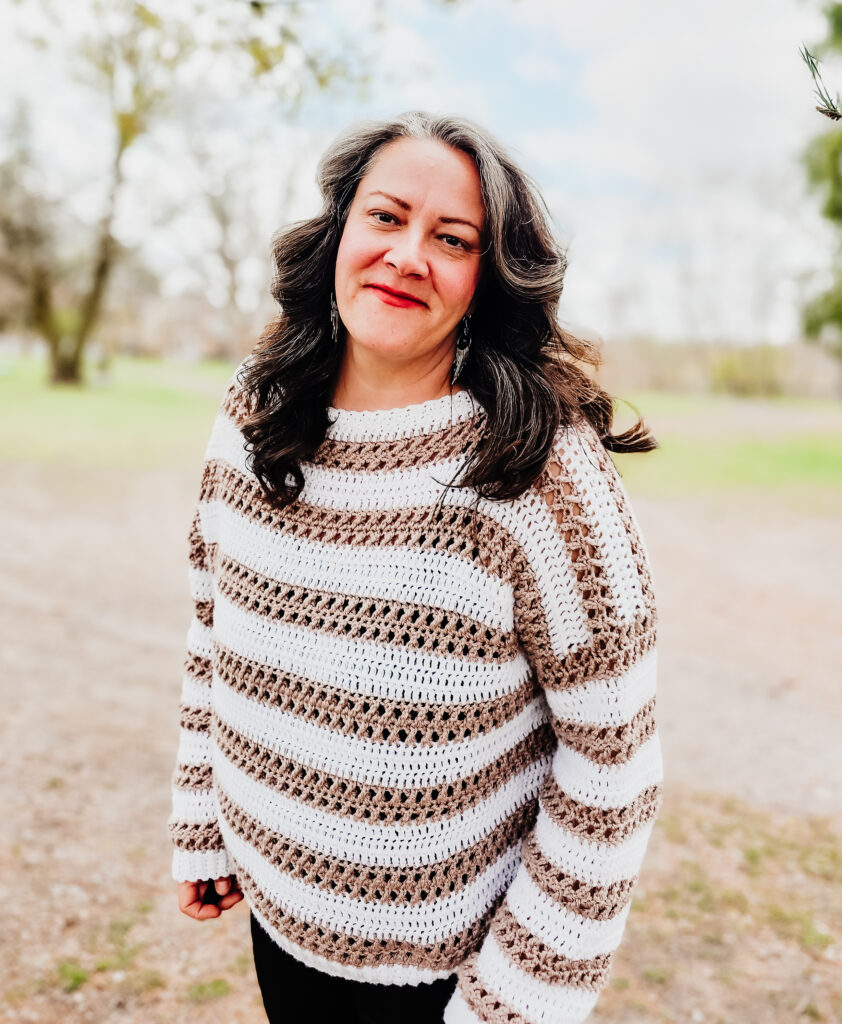 quick oversized crochet sweater pattern with striped